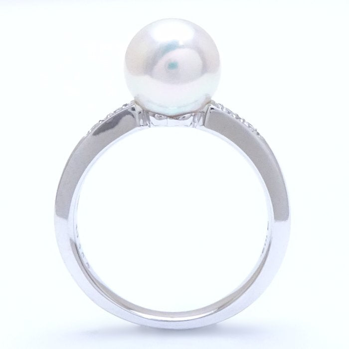 Mikimoto Mikimoto Pearl Ring 8mm Diamond K18WG Metal Ring in Pristine Condition