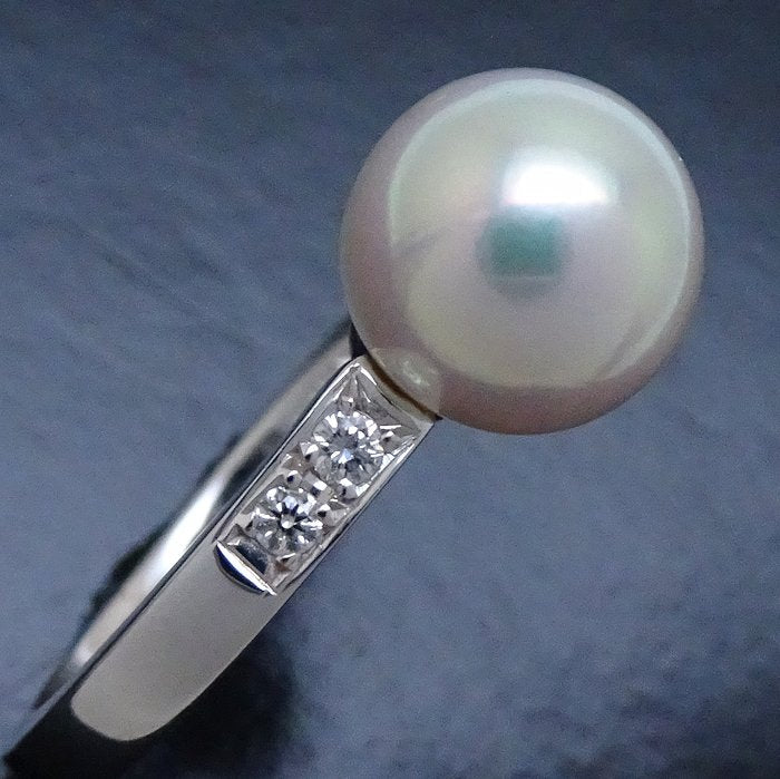 Mikimoto Mikimoto Pearl Ring 8mm Diamond K18WG Metal Ring in Pristine Condition