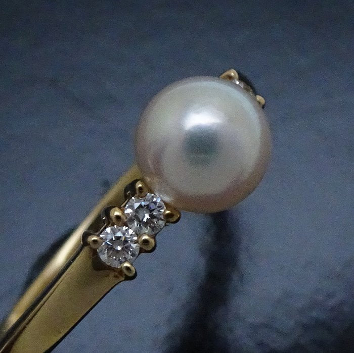 Mikimoto Pearl Ring 5.8mm Diamond K18YG