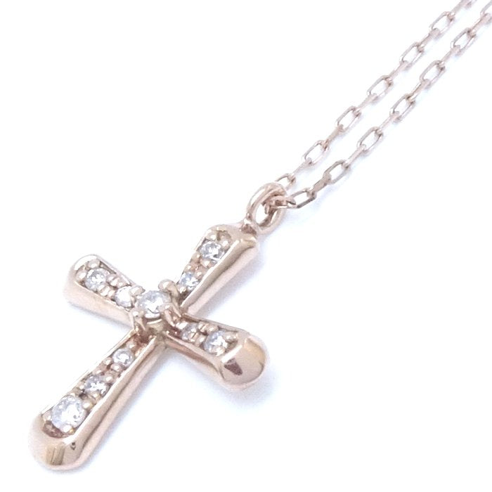 4℃ Diamond Cross Necklace K18PG Pink Gold