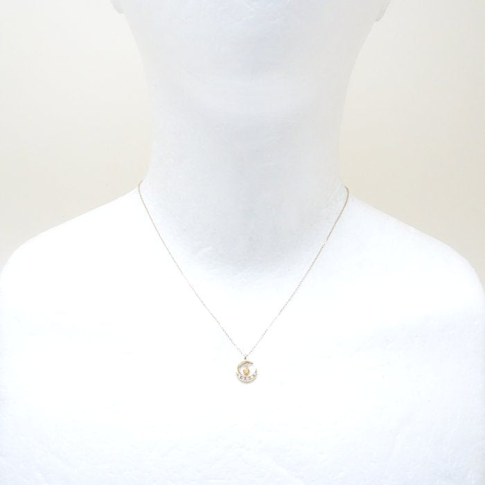 4℃ Moon Necklace Diamond K18YG Yellow Gold