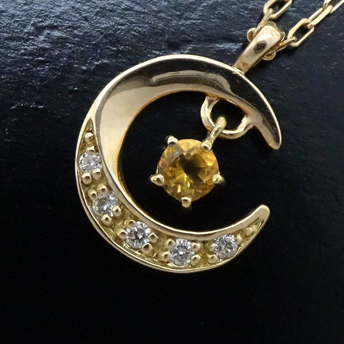 4℃ Moon Necklace Diamond K18YG Yellow Gold