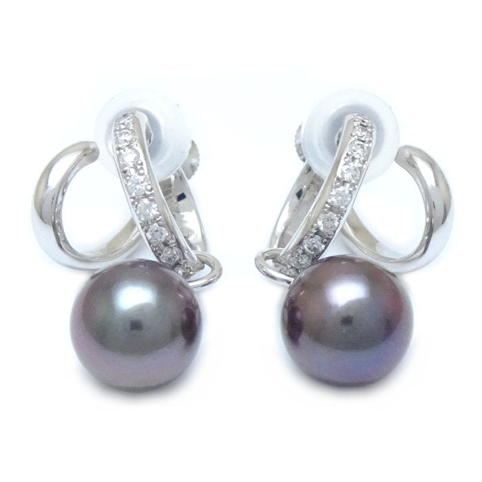 Mikimoto Black Pearl Earrings K18WG