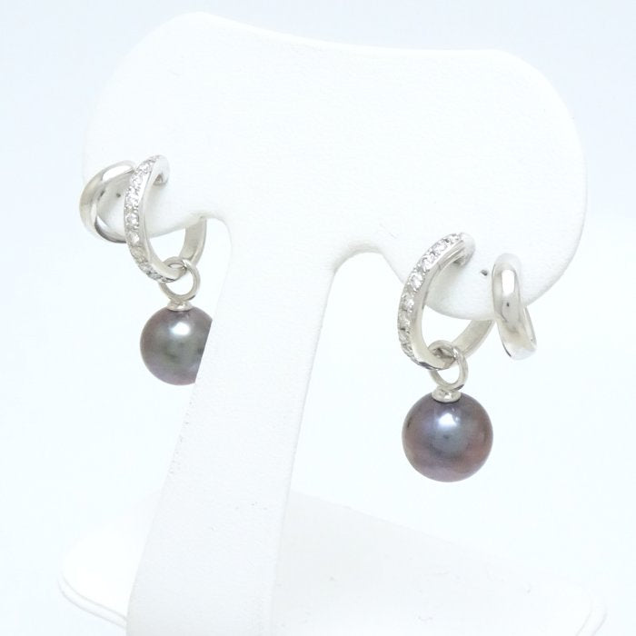 Mikimoto Black Pearl Earrings K18WG