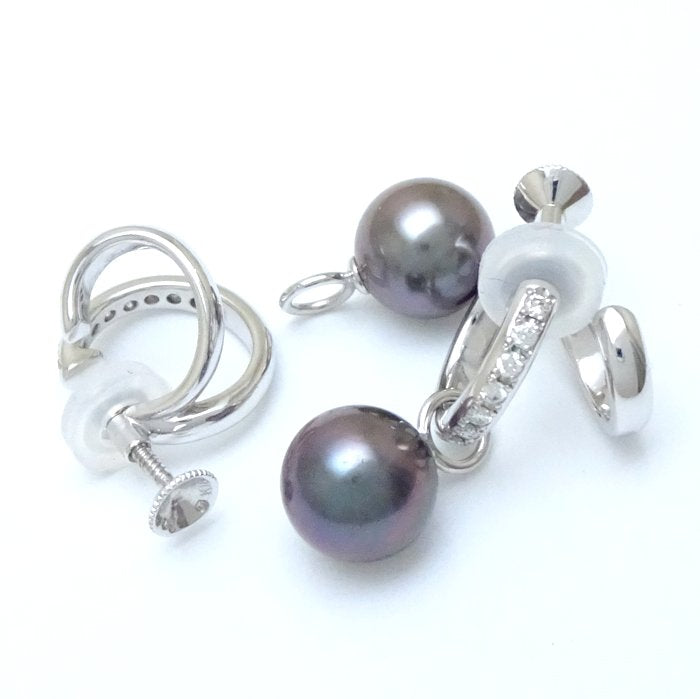 Mikimoto Black Pearl Earrings K18WG