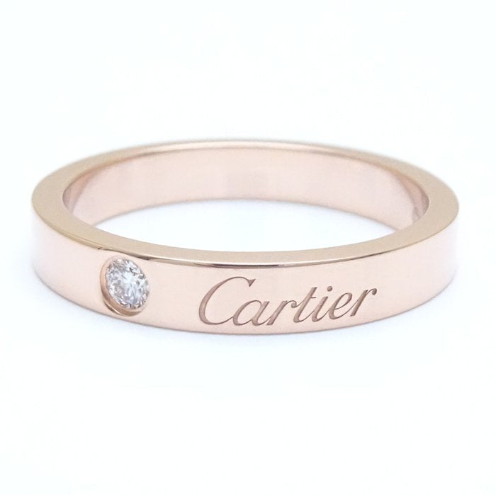 Cartier Engraved Wedding Ring 1P Diamond K18PG