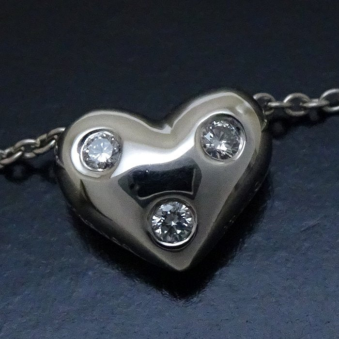 Tiffany & Co Dots Heart Necklace 3P Diamond Platinum