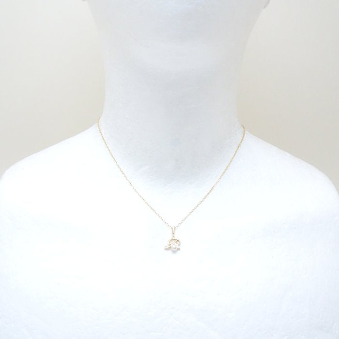 Mikimoto Initial Pendant Necklace R Pearl K18YG