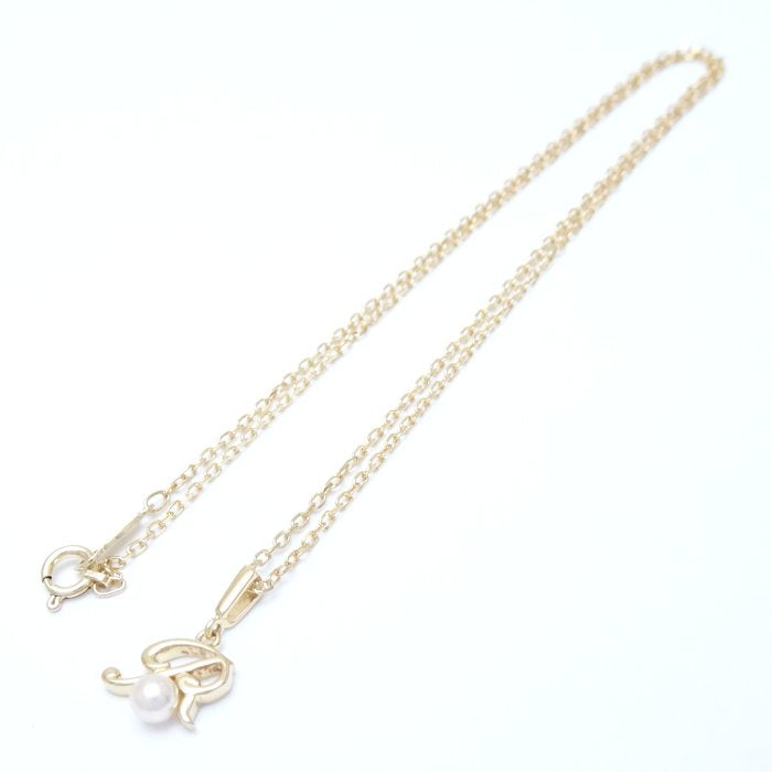 Mikimoto Initial Pendant Necklace R Pearl K18YG