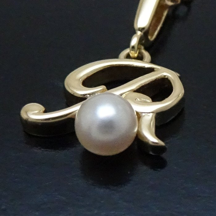 Mikimoto Initial Pendant Necklace R Pearl K18YG