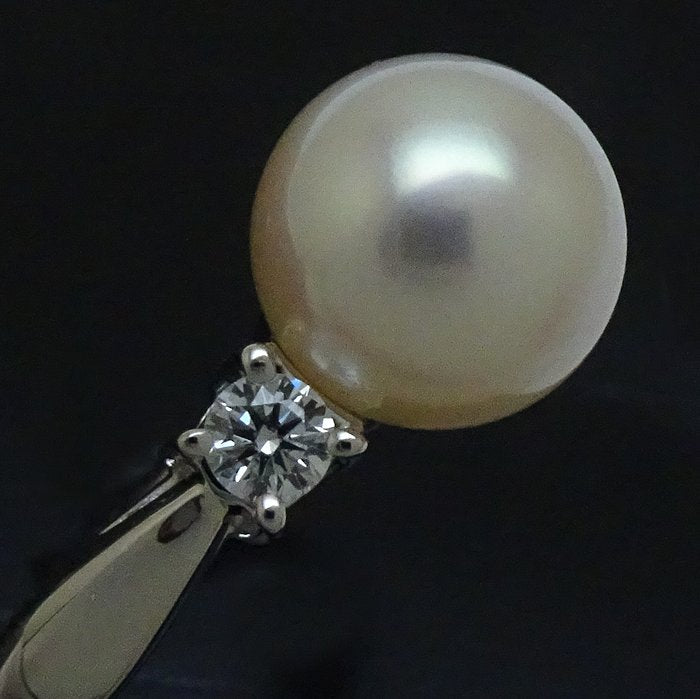 Mikimoto Pearl Ring Diamond Pt950 Platinum