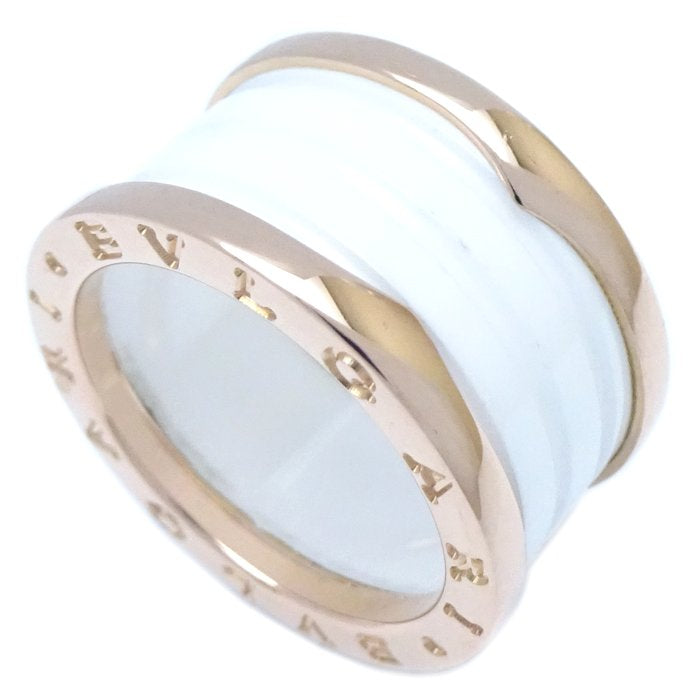 Bvlgari B.zero1 Ring 4 Band Pink Gold White Ceramic