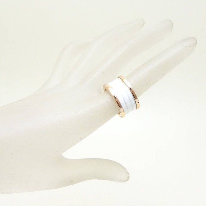 Bvlgari B.zero1 Ring 4 Band Pink Gold White Ceramic