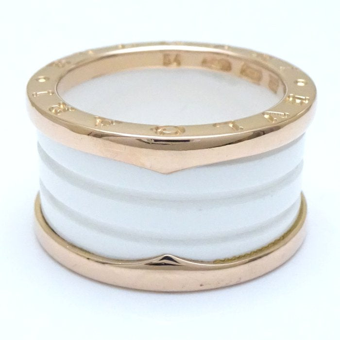 Bvlgari B.zero1 Ring 4 Band Pink Gold White Ceramic