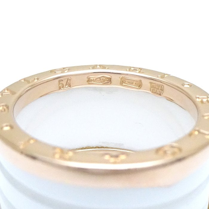 Bvlgari B.zero1 Ring 4 Band Pink Gold White Ceramic