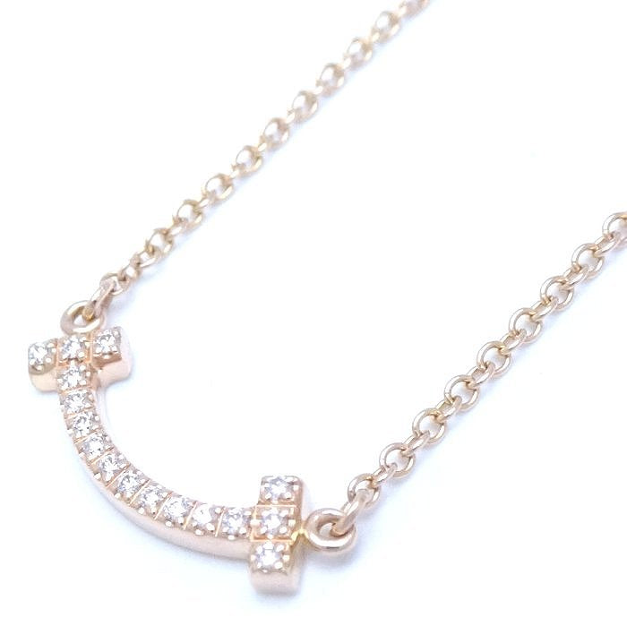 Tiffany & Co T Smile Mini Diamond Necklace Rose Gold