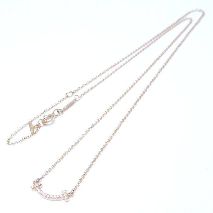 Tiffany & Co T Smile Mini Diamond Necklace Rose Gold