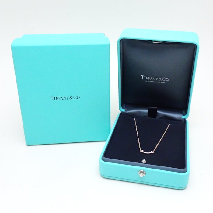 Tiffany & Co T Smile Mini Diamond Necklace Rose Gold