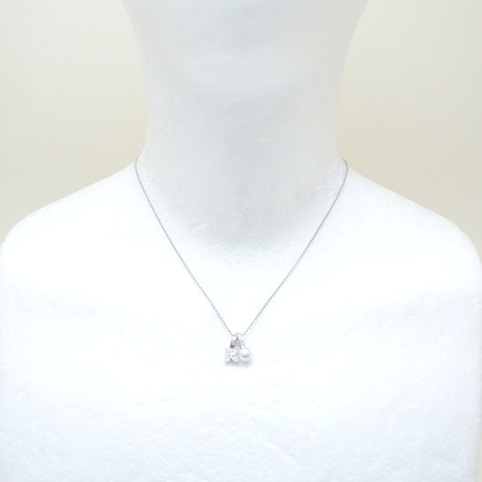 Mikimoto Pearl Diamond Flower Necklace K18WG