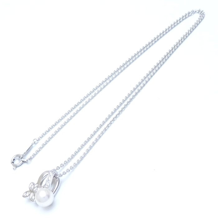 Mikimoto Pearl Diamond Flower Necklace K18WG