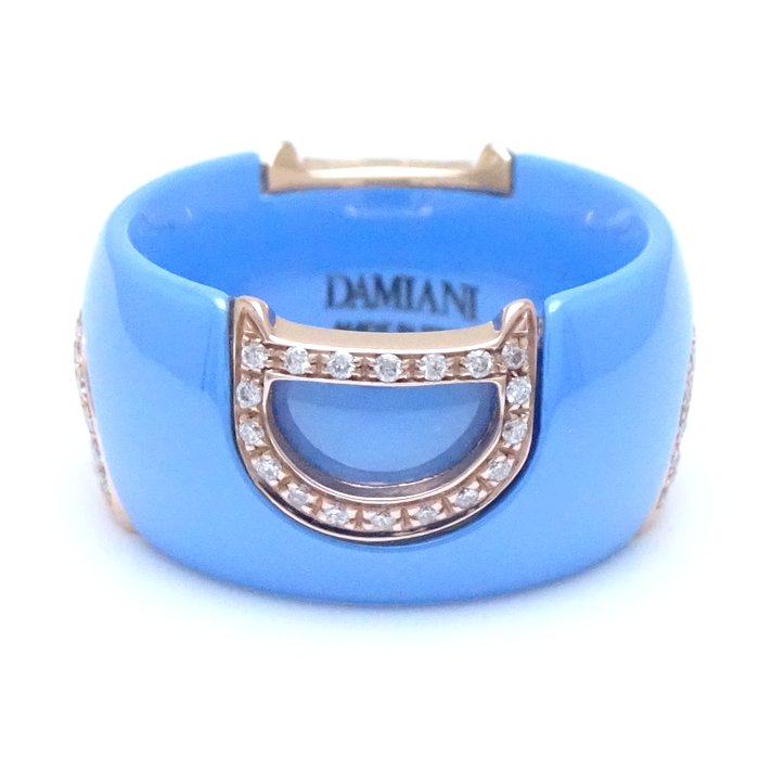 Damiani D Icon Diamond Ring K18PG Pink Gold Blue Ceramic