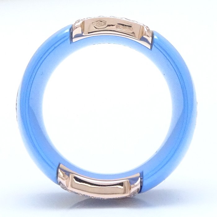 Damiani D Icon Diamond Ring K18PG Pink Gold Blue Ceramic