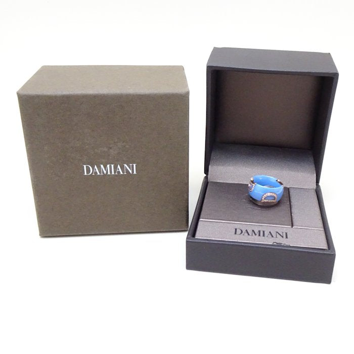 Damiani D Icon Diamond Ring K18PG Pink Gold Blue Ceramic