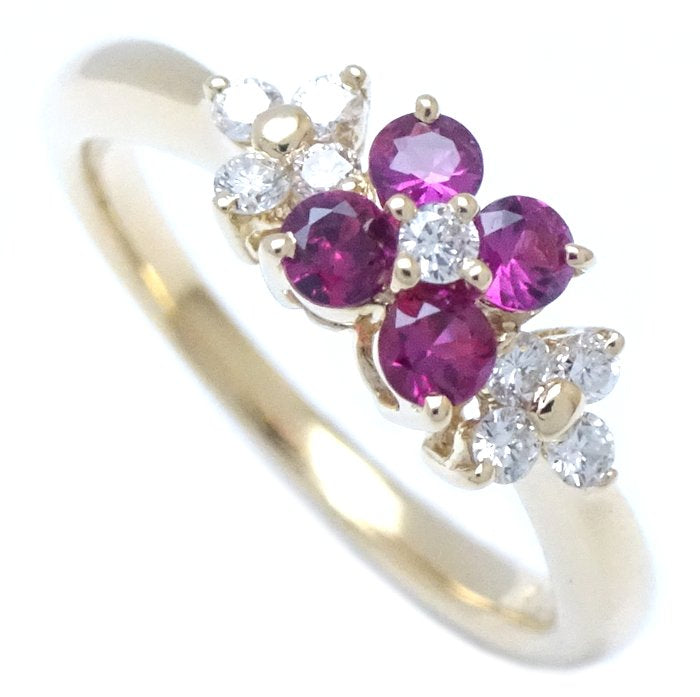 Valentino Flower Motif Ring Ruby Diamond K18YG