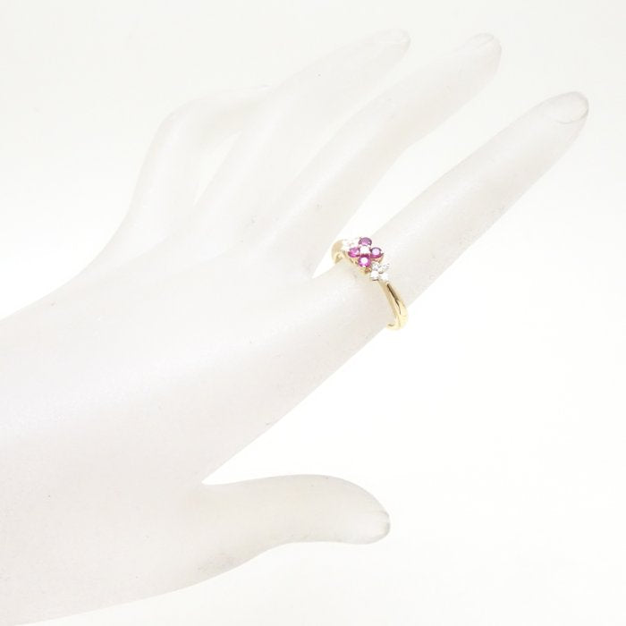 Valentino Flower Motif Ring Ruby Diamond K18YG