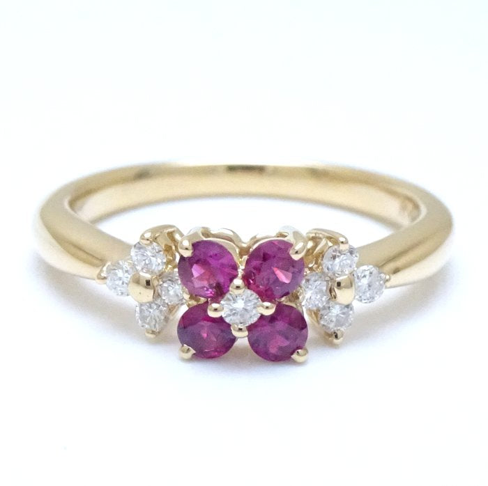 Valentino Flower Motif Ring Ruby Diamond K18YG