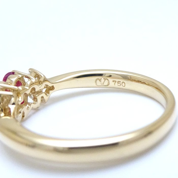 Valentino Flower Motif Ring Ruby Diamond K18YG