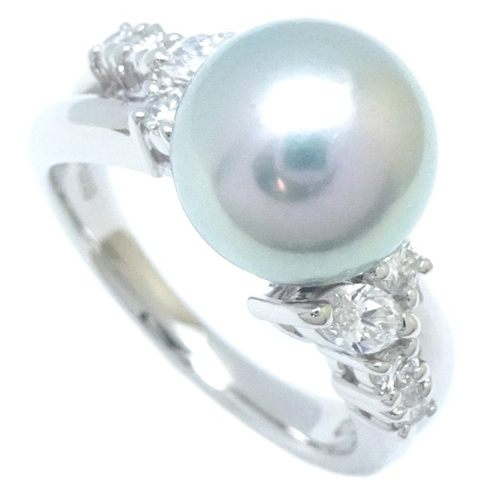 TASAKI Pearl Ring Gray Pearl Diamond Pt900