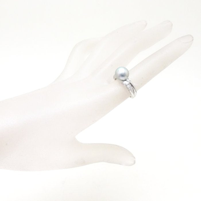 TASAKI Pearl Ring Gray Pearl Diamond Pt900