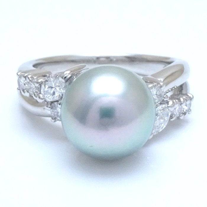 TASAKI Pearl Ring Gray Pearl Diamond Pt900