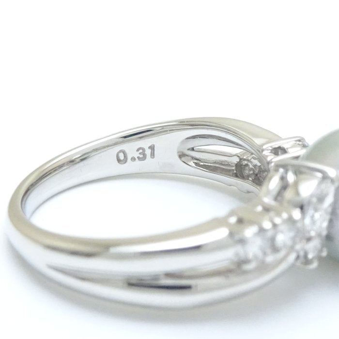 TASAKI Pearl Ring Gray Pearl Diamond Pt900