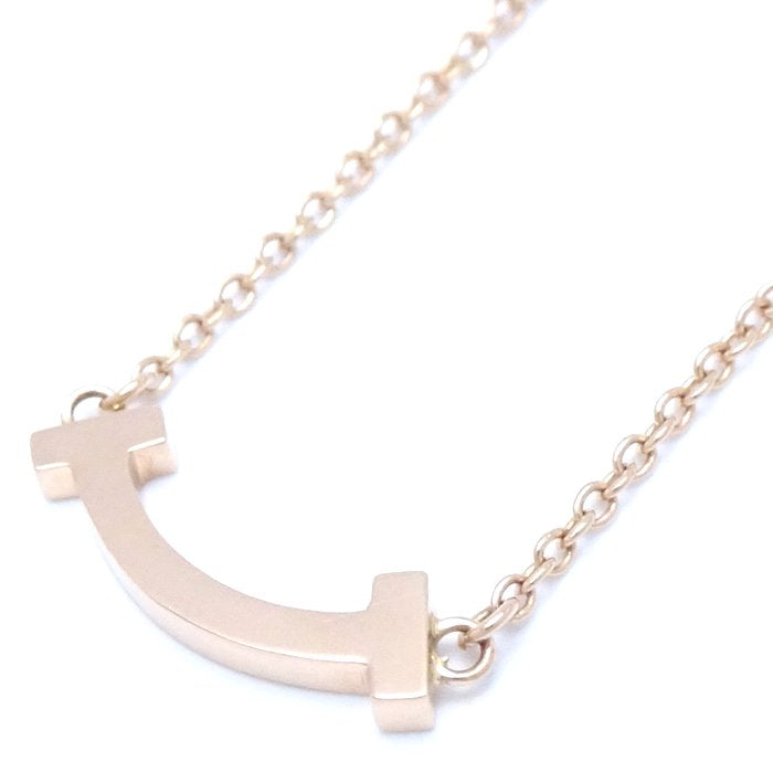 Tiffany & Co T Smile Necklace Mini Pink Gold