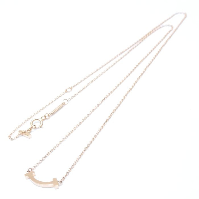 Tiffany & Co T Smile Necklace Mini Pink Gold