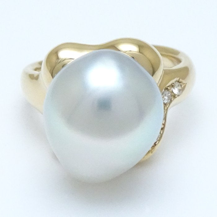 Tasaki Baroque Pearl Ring K18YG Diamond