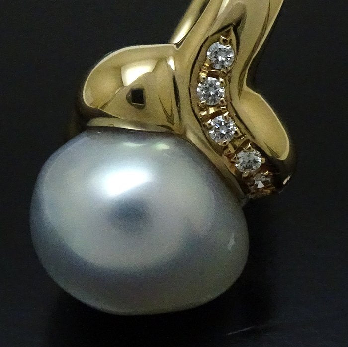 Tasaki Baroque Pearl Ring K18YG Diamond