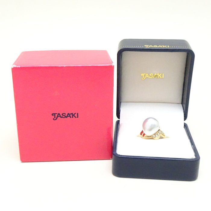 Tasaki Baroque Pearl Ring K18YG Diamond