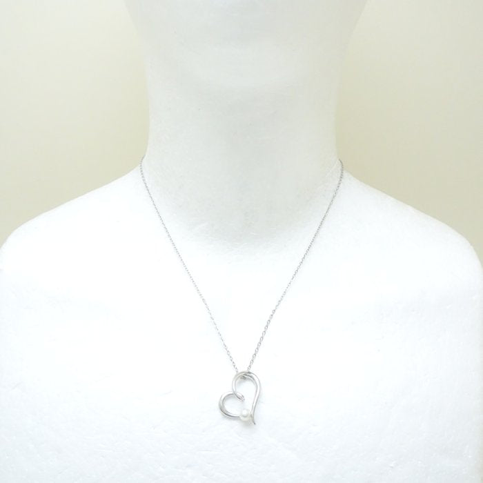 Mikimoto Silver 925 Pearl Heart Necklace