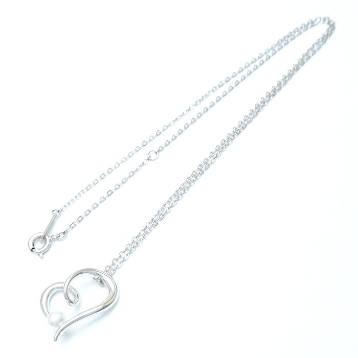 Mikimoto Silver 925 Pearl Heart Necklace