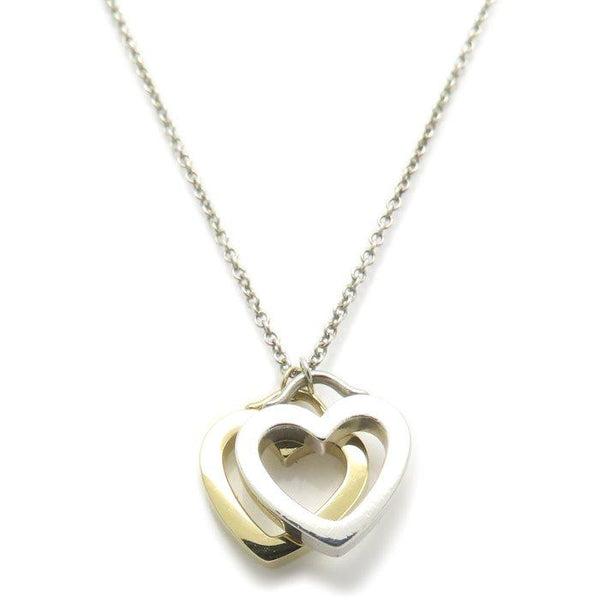 Tiffany Co. Sentimental Double Heart Silver925 Au750 Necklace