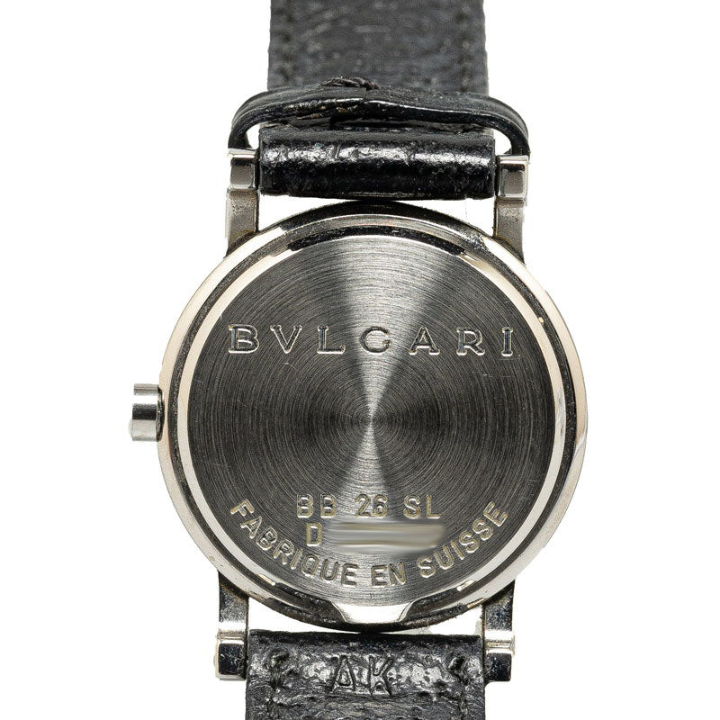 Bvlgari BB26SL Quartz Watch, Stainless Steel, Leather, Black Dial in Very Good Condition