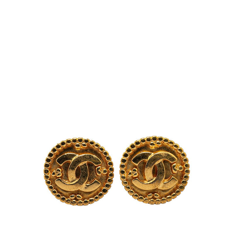 Chanel Vintage Coco Mark Earrings Gold Plated in Very Good Condition