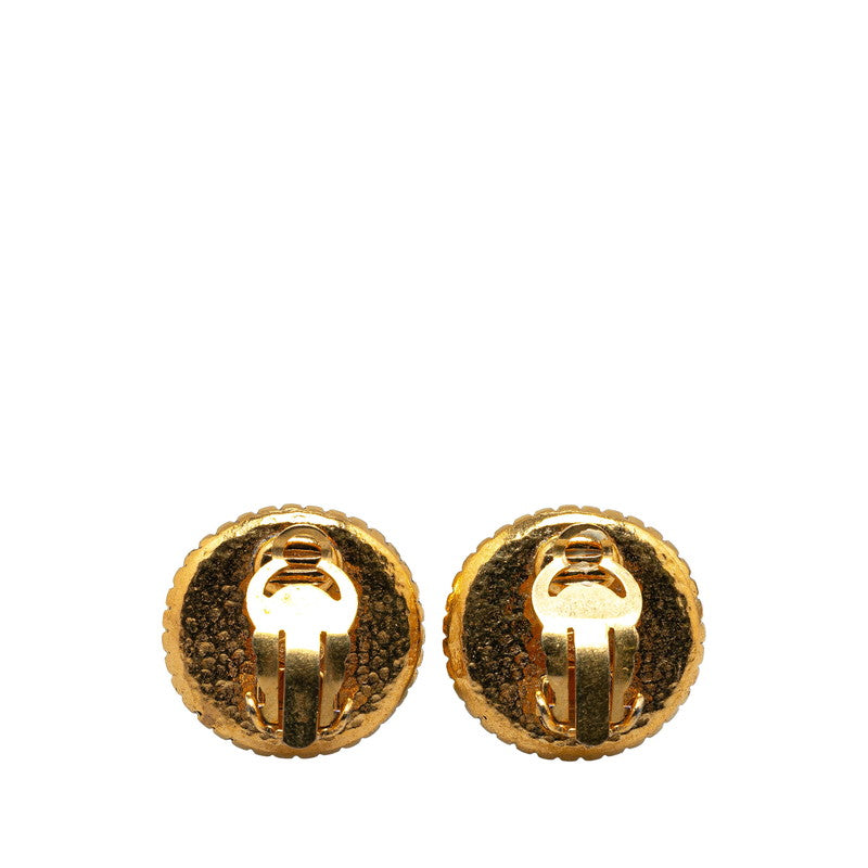 Chanel Vintage Coco Mark Earrings Gold Plated in Very Good Condition