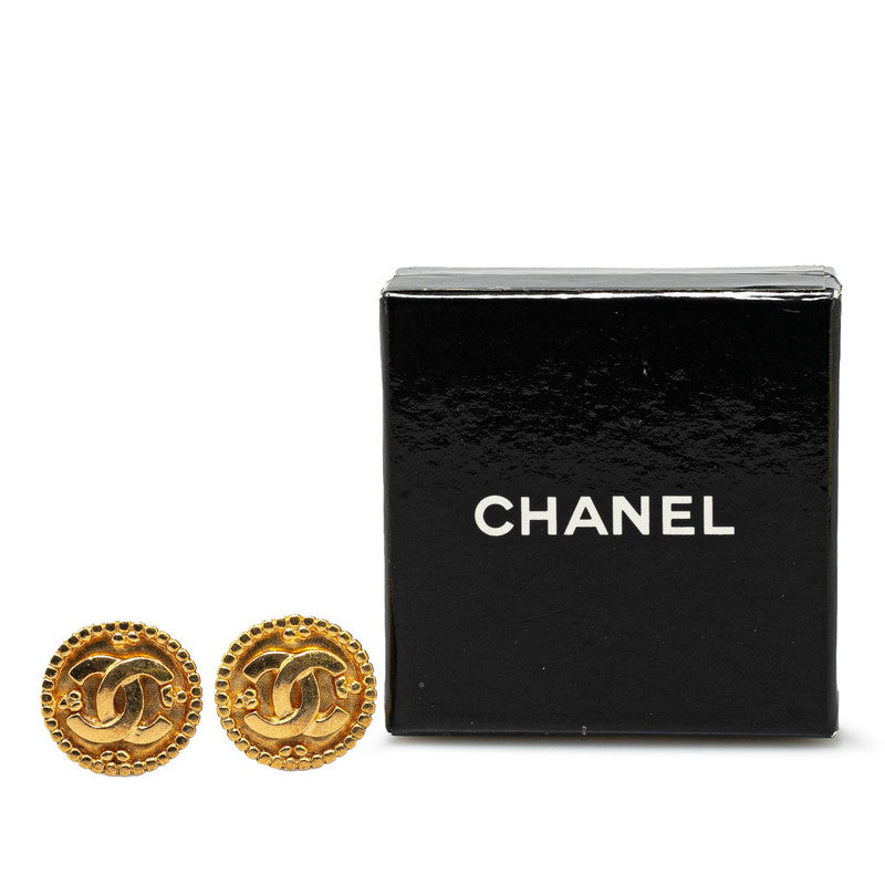 Chanel Vintage Coco Mark Earrings Gold Plated in Very Good Condition