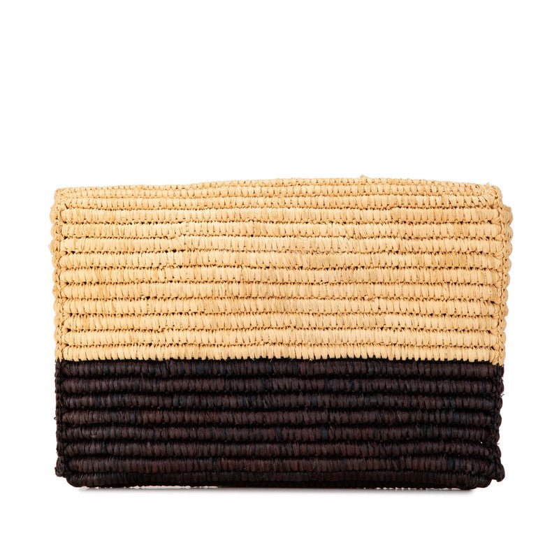 Balenciaga Raffia Leather Clutch Bag Beige Brown