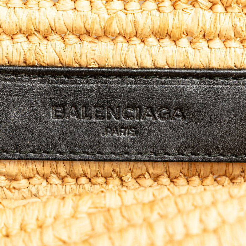 Balenciaga Raffia Leather Clutch Bag Beige Brown in Very Good Condition