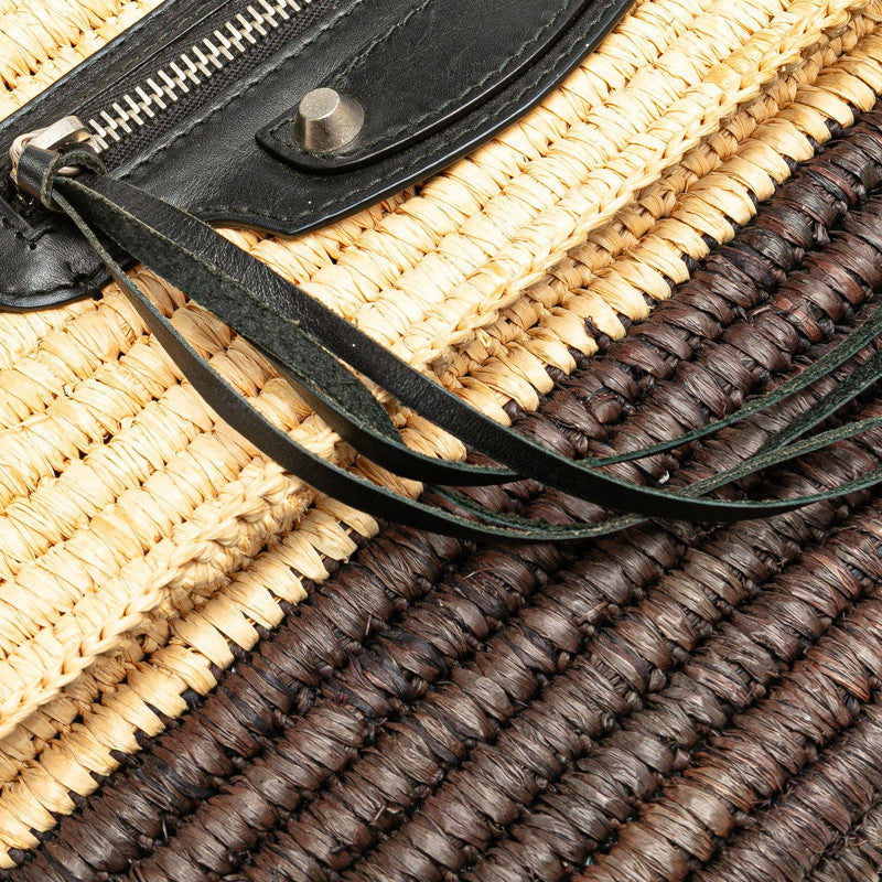 Balenciaga Raffia Leather Clutch Bag